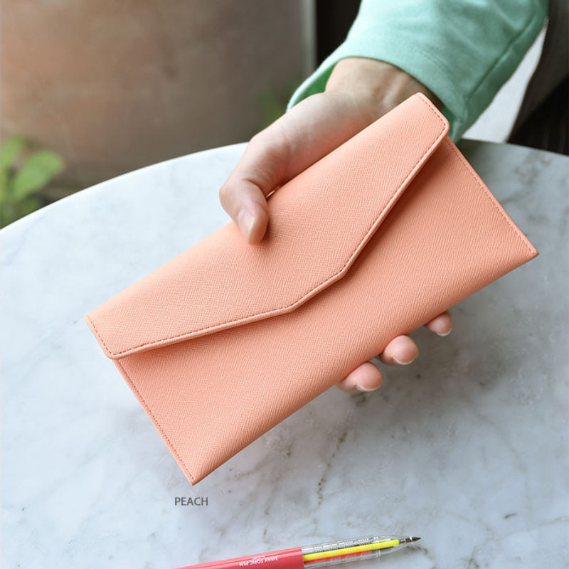 Peach - Play Obje Classy synthetic leather wallet pencil case Peach - Play Obje Classy synthetic leather wallet pencil case