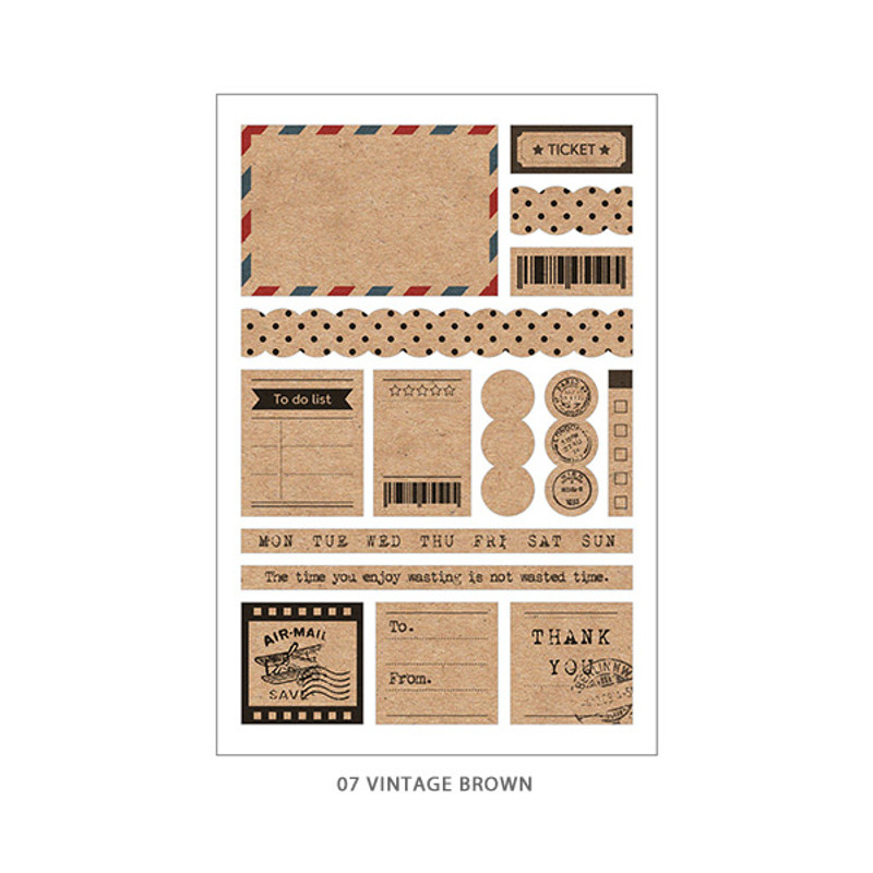 07 Vintage Brown - PLEPLE Pattern paper deco sticker set 07 Vintage Brown - PLEPLE Pattern paper deco sticker set