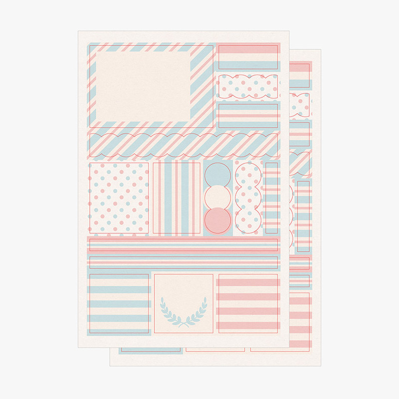 Comes with 2 sheets - PLEPLE Pattern paper deco sticker set Comes with 2 sheets - PLEPLE Pattern paper deco sticker set
