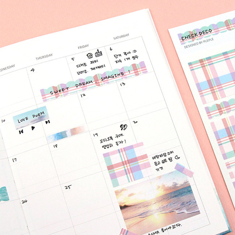 Usage example - PLEPLE Check paper deco sticker set Usage example - PLEPLE Check paper deco sticker set