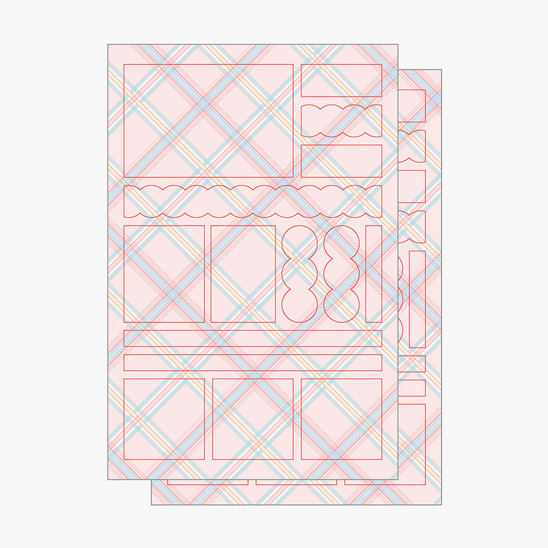 2 sheets - PLEPLE Check paper deco sticker set 2 sheets - PLEPLE Check paper deco sticker set