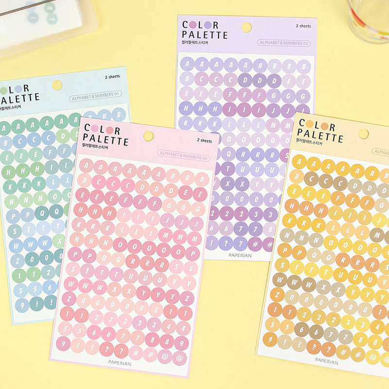 PAPERIAN Color palette Alphabet and Number deco sticker set PAPERIAN Color palette Alphabet and Number deco sticker set