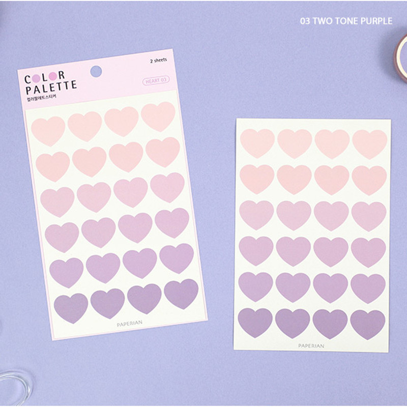 03 Two tone Purple - PAPERIAN Color palette Heart deco sticker set 03 Two tone Purple - PAPERIAN Color palette Heart deco sticker set