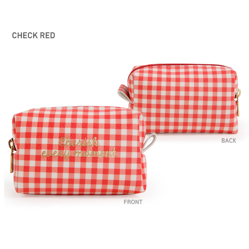 Check Red - Monopoly Cherish every moment small PU zipper pouch case