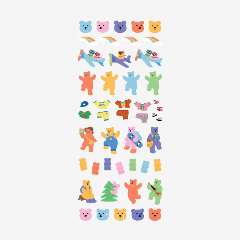 Dailylike Jelly bear removable paper diary deco sticker seal Dailylike Jelly bear removable paper diary deco sticker seal