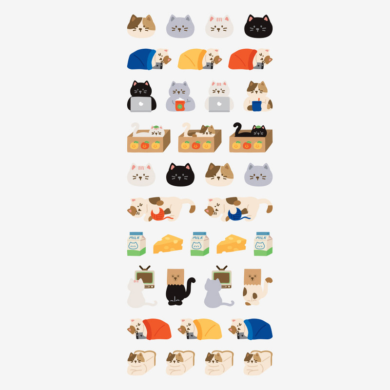 Dailylike Lazy cat removable paper diary deco sticker seal