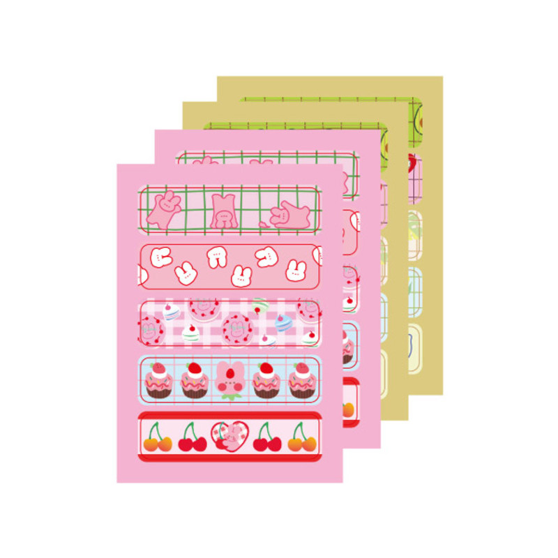 4 sheets - DESIGN GOMGOM Cute masking deco sticker seal