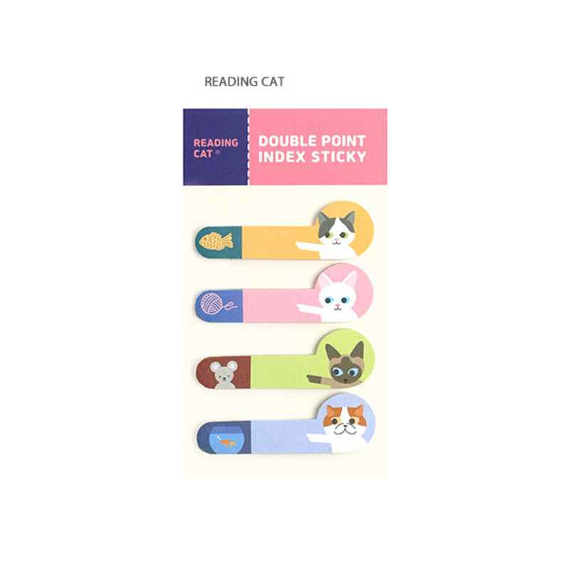 Reading Cat- Bookfriends Double point index sticky bookmark set