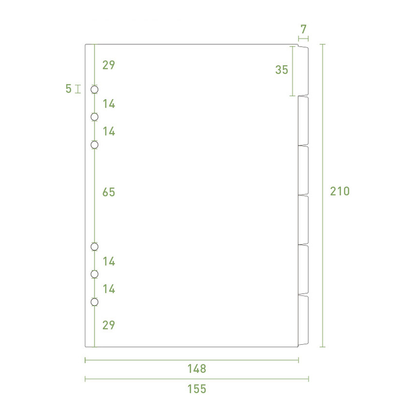 Size - PAPERIAN Index loose-leaf binder paper 6-ring A5 size refill Size - PAPERIAN Index loose-leaf binder paper 6-ring A5 size refill