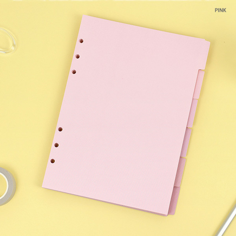 Pink - PAPERIAN Index loose-leaf binder paper 6-ring A5 size refill Pink - PAPERIAN Index loose-leaf binder paper 6-ring A5 size refill