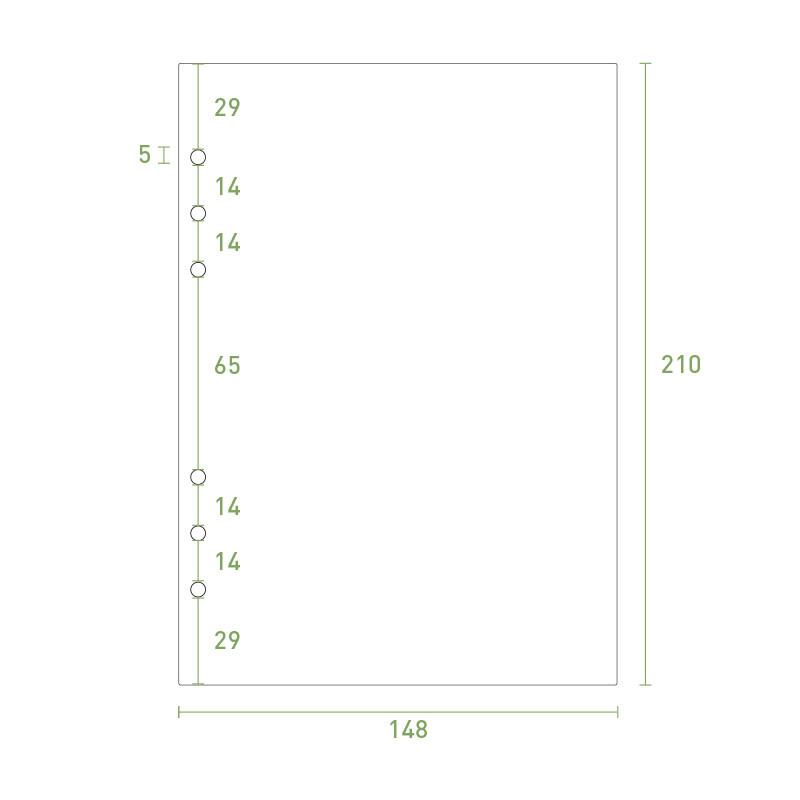 Size - PAPERIAN Color cardstock paper 6-ring A5 size refill set