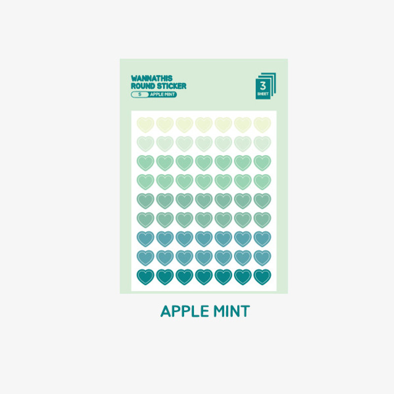 Apple Mint - Wanna This Heart small deco sticker set of 3 sheets Apple Mint - Wanna This Heart small deco sticker set of 3 sheets