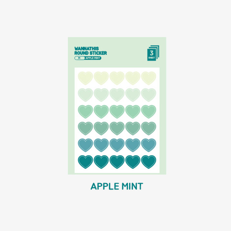 Apple Mint - Wanna This Heart medium deco sticker set of 3 sheets Apple Mint - Wanna This Heart medium deco sticker set of 3 sheets