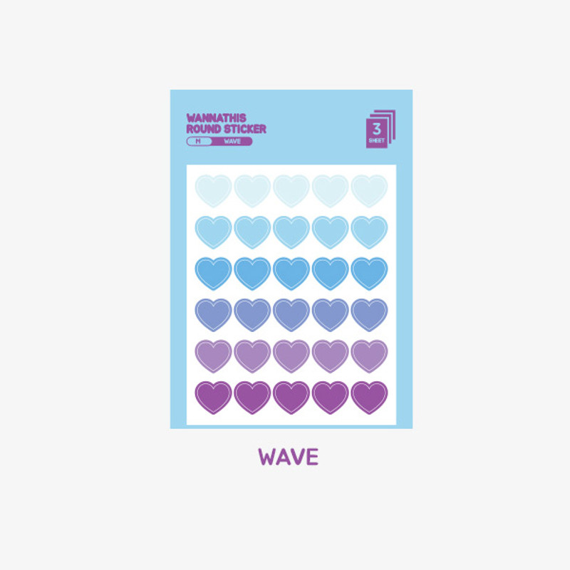 Wave - Wanna This Heart medium deco sticker set of 3 sheets Wave - Wanna This Heart medium deco sticker set of 3 sheets