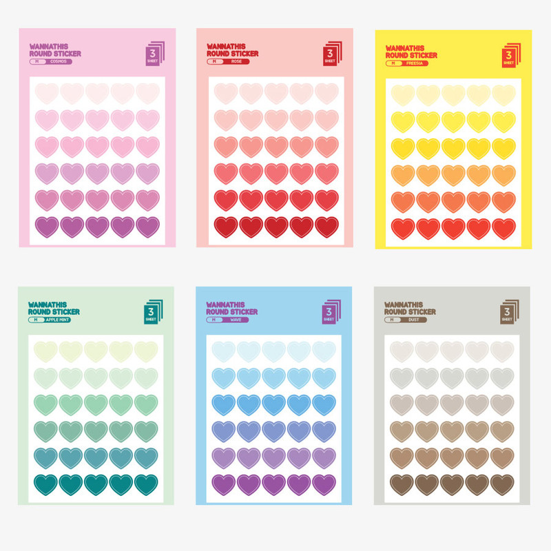 Wanna This Heart medium deco sticker set of 3 sheets Wanna This Heart medium deco sticker set of 3 sheets