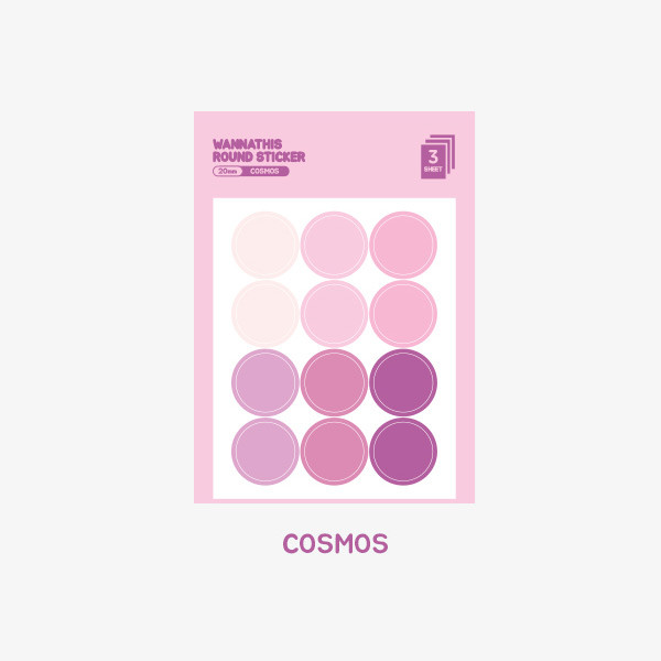 Cosmos - Wanna This Round 20 mm deco sticker set of 3 sheets