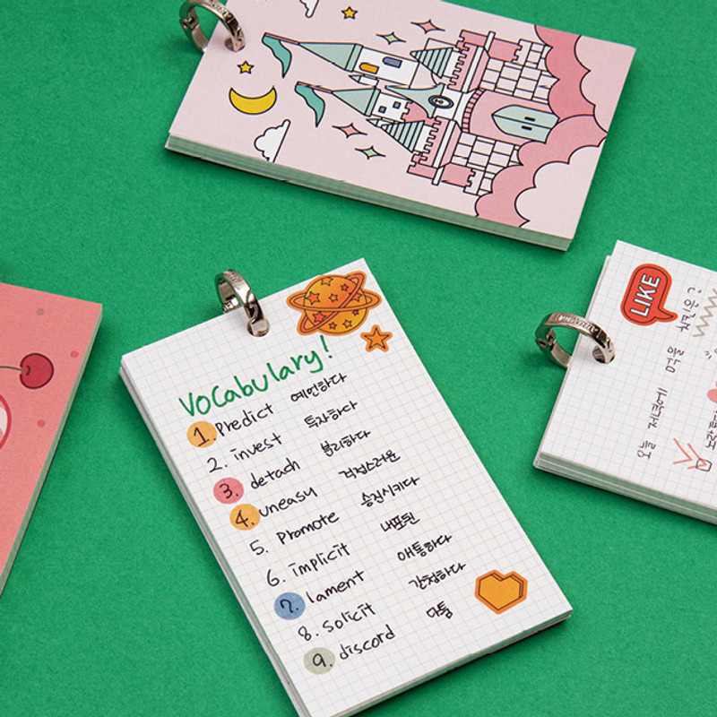 Ardium Small grid flashcards memo with a metal ring Ardium Small grid flashcards memo with a metal ring