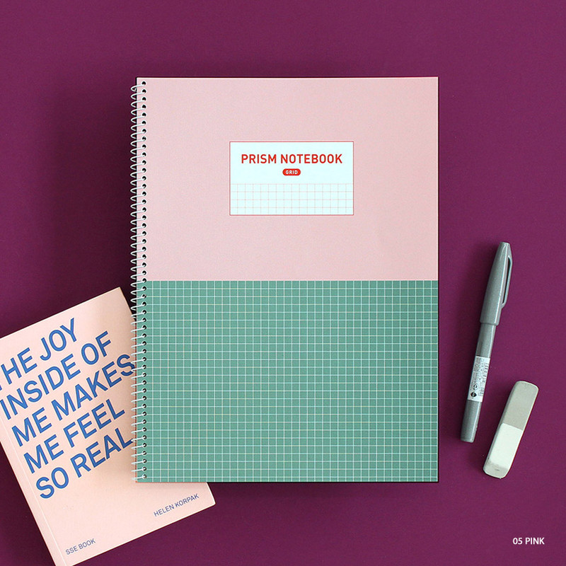 Pink - Indigo Prism 56 spiral bound B5 grid notebook