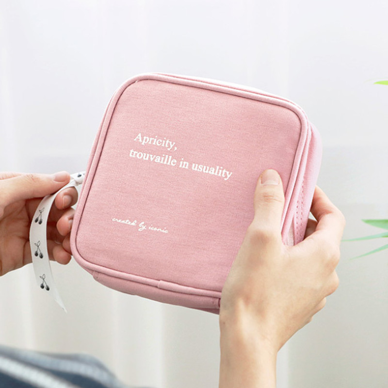 02 Pink - ICONIC Cottony gadget and cable organizer zipper bag pouch 02 Pink - ICONIC Cottony gadget and cable organizer zipper bag pouch