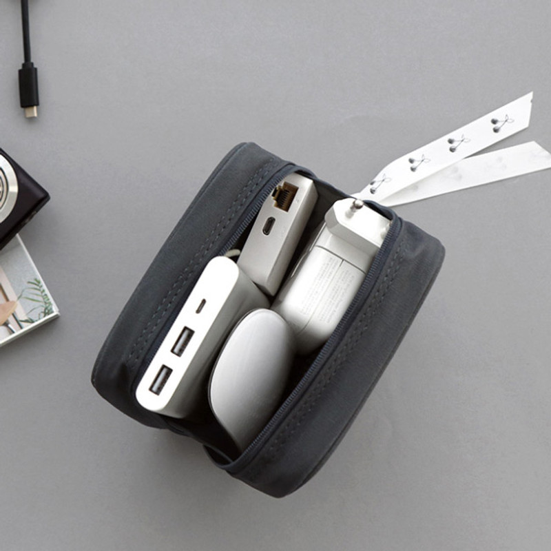 04 charcoal - ICONIC Cottony gadget and cable organizer zipper bag pouch 04 charcoal - ICONIC Cottony gadget and cable organizer zipper bag pouch