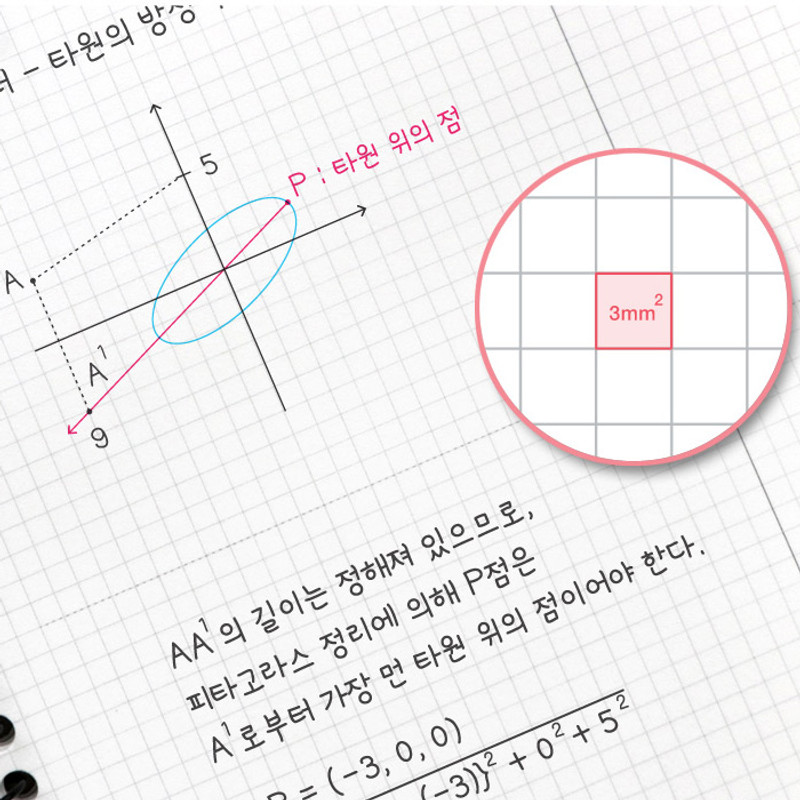 3mm grid - ICONIC Basic mathematics spiral bound grid notebook