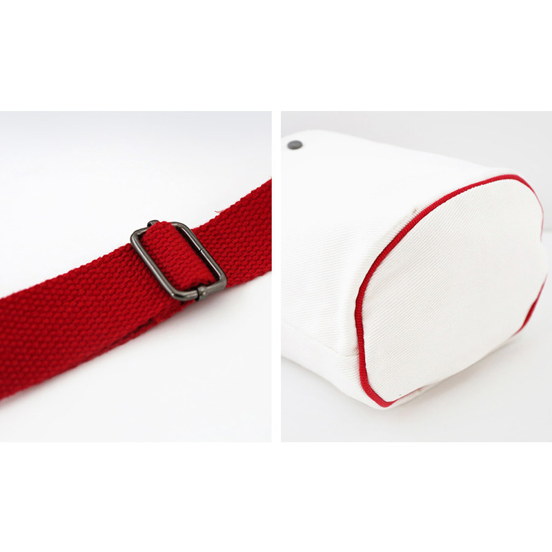 Detail of ROMANE Cherry cotton crossbody bucket bag ver2
