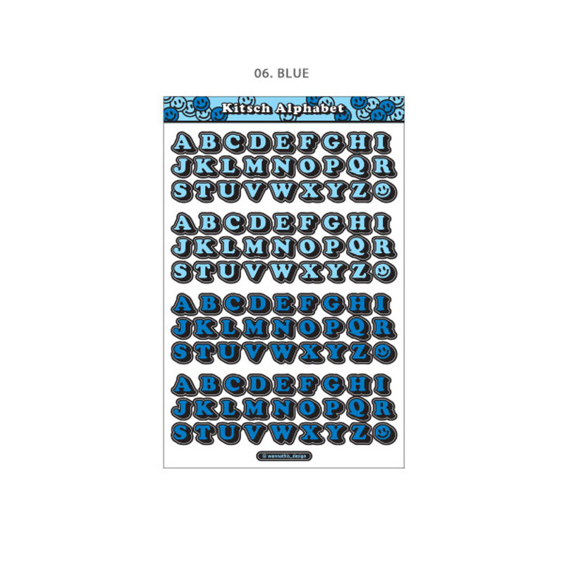 06. Blue - Wanna This Kitsch kitsch upper case Alphabet sticker