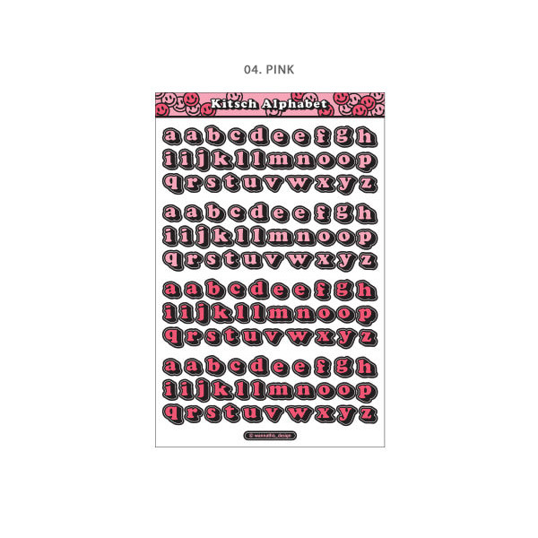 04. Pink - Wanna This Kitsch kitsch lower case Alphabet sticker