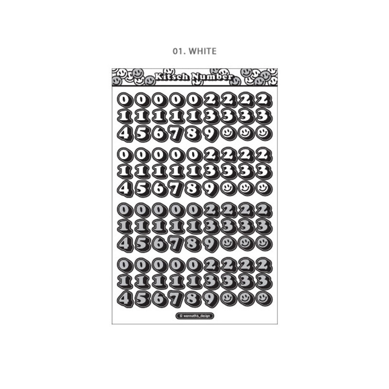 01. White - Wanna This Kitsch kitsch Number sticker 01. White - Wanna This Kitsch kitsch Number sticker