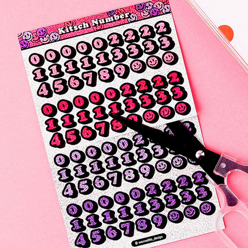 Usage example - Kitsch kitsch Alphabet & Number holographic glitter sticker