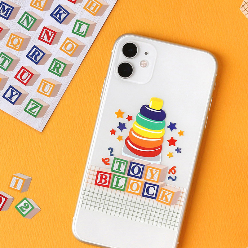 Usage example - Wanna This Toy block Alphabet and Number removable sticker