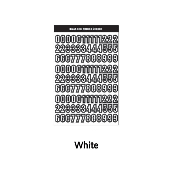 White - Wanna This Blackline Number sticker