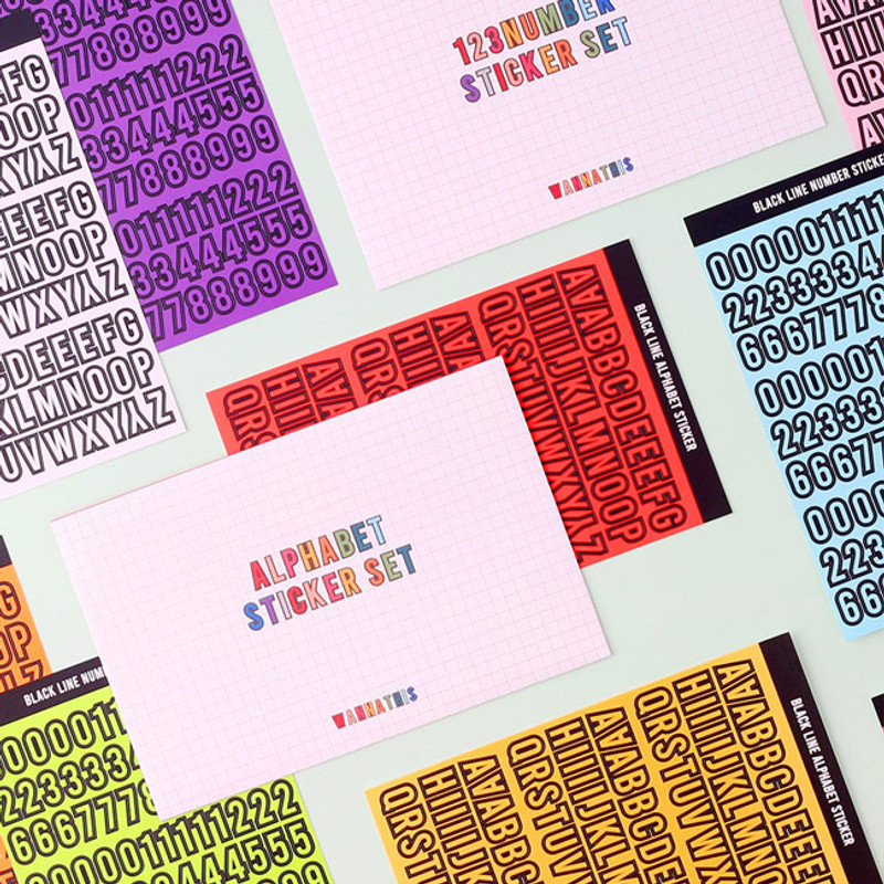 Wanna This Blackline Alphabet and Number sticker set Wanna This Blackline Alphabet and Number sticker set