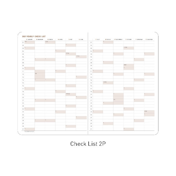 Yearly checklist - Ardium 2021 dated monthly planner scheduler
