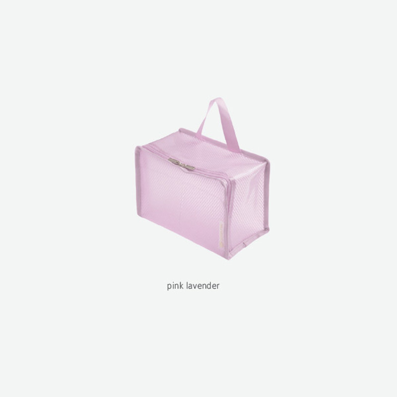 Pink Lavender - Byfulldesign Travelus cube medium coated mesh pouch bag Pink Lavender - Byfulldesign Travelus cube medium coated mesh pouch bag