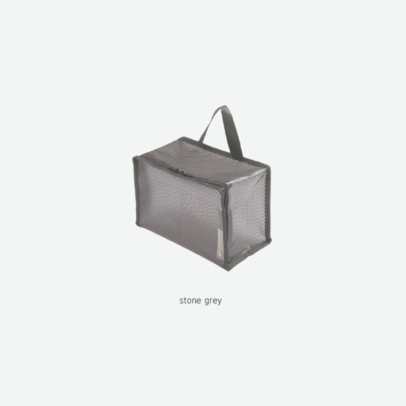 Stone Gray - Byfulldesign Travelus cube medium coated mesh pouch bag Stone Gray - Byfulldesign Travelus cube medium coated mesh pouch bag