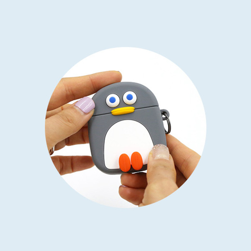 Detail of ROMANE Penguin AirPods silicone case cover
