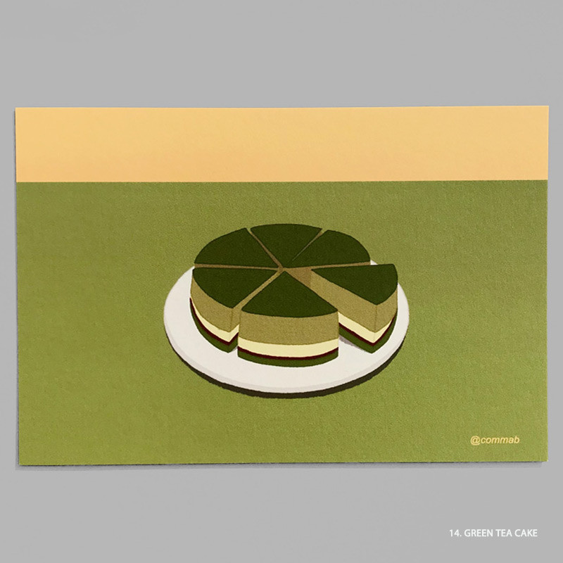 14 GREEN TEA CAKE - Design comma-B Sweet dessert illustration postcard 14 GREEN TEA CAKE - Design comma-B Sweet dessert illustration postcard