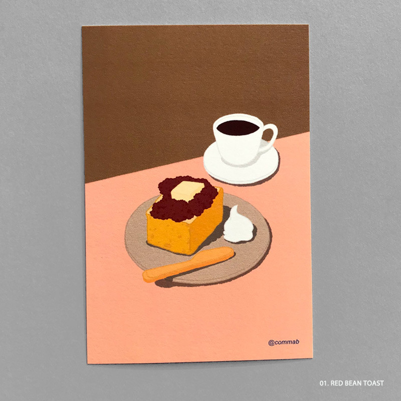 01 RED BEAN TOAST - Design comma-B Sweet dessert illustration postcard 01 RED BEAN TOAST - Design comma-B Sweet dessert illustration postcard