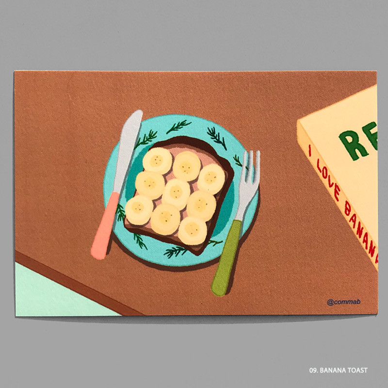 09 BANANA TOAST - Design comma-B Sweet dessert illustration postcard 09 BANANA TOAST - Design comma-B Sweet dessert illustration postcard