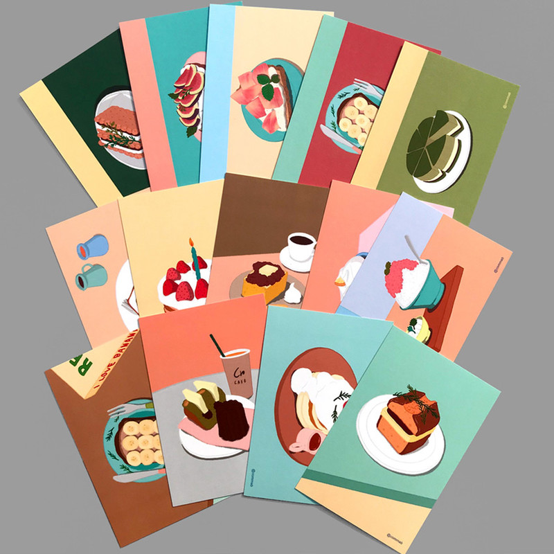 Design comma-B Sweet dessert illustration postcard Design comma-B Sweet dessert illustration postcard