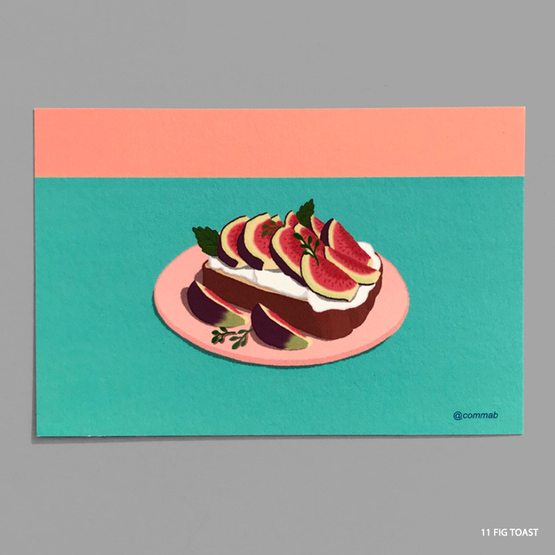 11 FIG TOAST - Design comma-B Sweet dessert illustration postcard 11 FIG TOAST - Design comma-B Sweet dessert illustration postcard