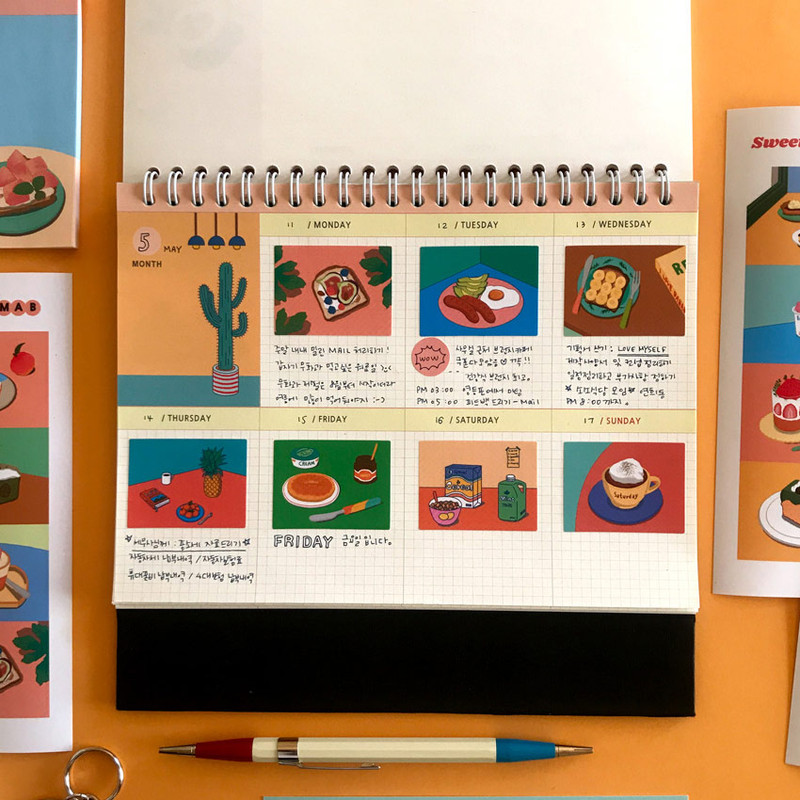 Usage example - Sweet dessert illustration squared paper sticker