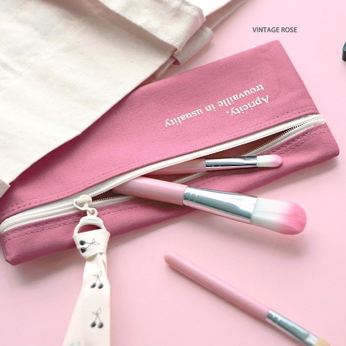 Vintage rose - ICONIC Cottony flat zipper pencil case pouch