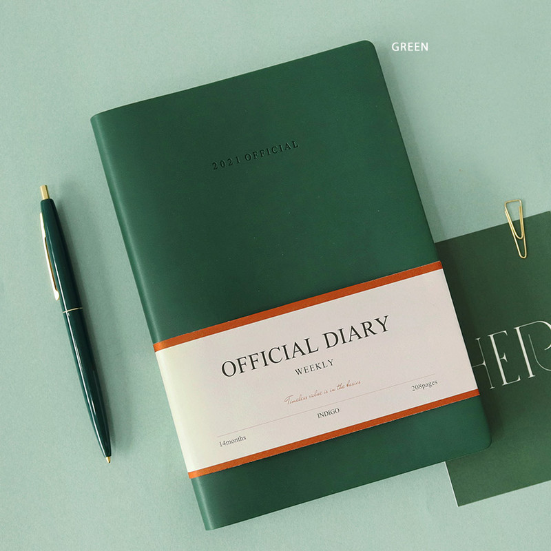 Green - Indigo 2021 Official dated weekly diary planner 