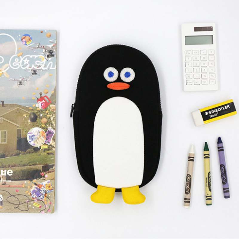 Black - ROMANE Brunch Brother penguin zipper pencil case Black - ROMANE Brunch Brother penguin zipper pencil case