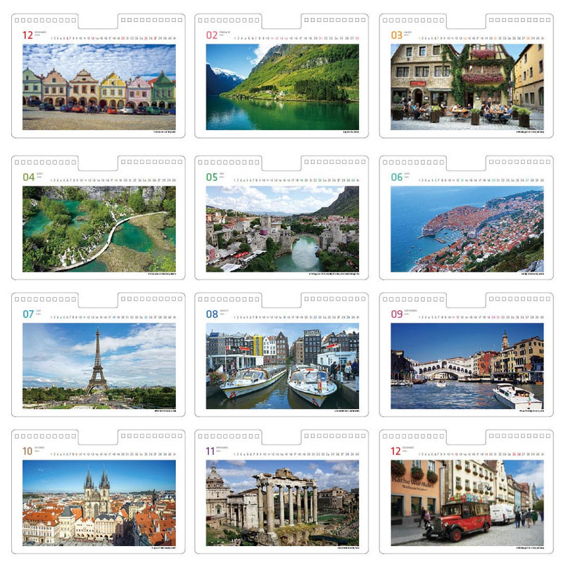 Monthly plan(front) - Ardium 2021 Europe travel monthly desk calendar 