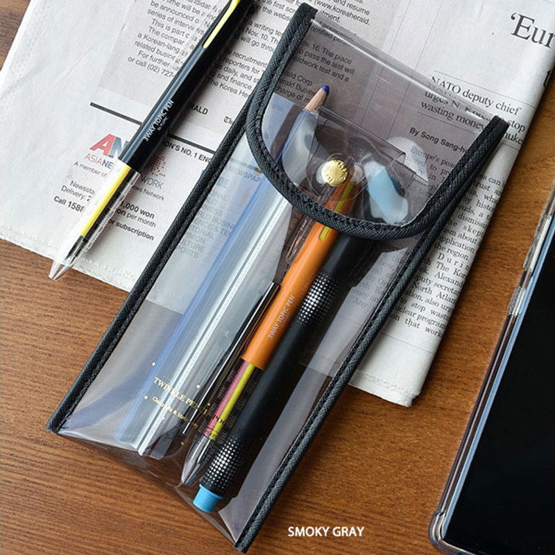 Smoky Gray - Play Obje Twinkle translucent PVC pencil case pouch Smoky Gray - Play Obje Twinkle translucent PVC pencil case pouch