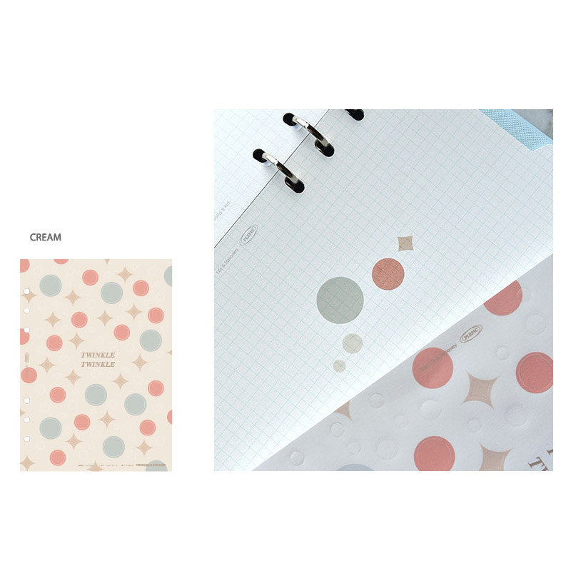 Cream - Play Obje Twinkle 6-ring translucent sticker sheet set Cream - Play Obje Twinkle 6-ring translucent sticker sheet set