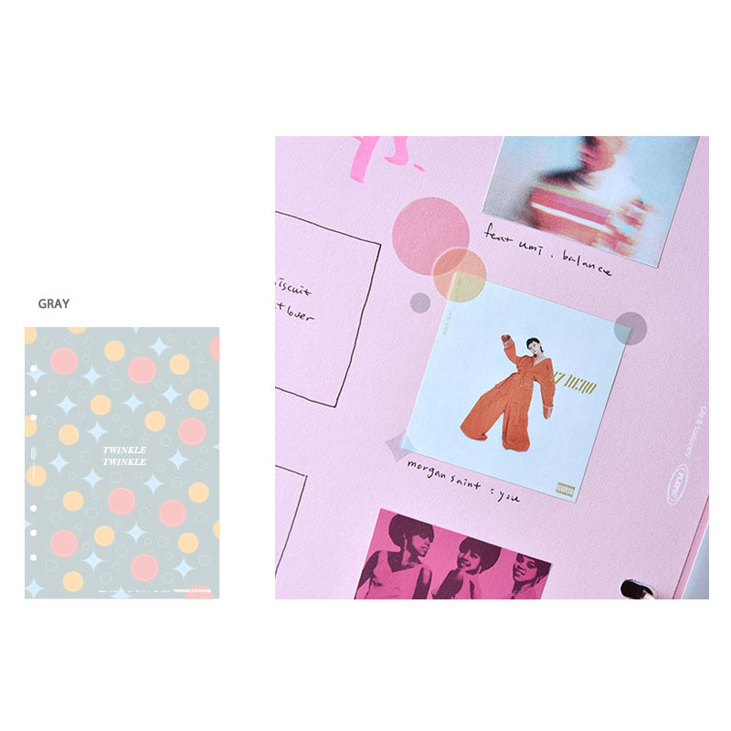 Gray - Play Obje Twinkle 6-ring translucent sticker sheet set Gray - Play Obje Twinkle 6-ring translucent sticker sheet set